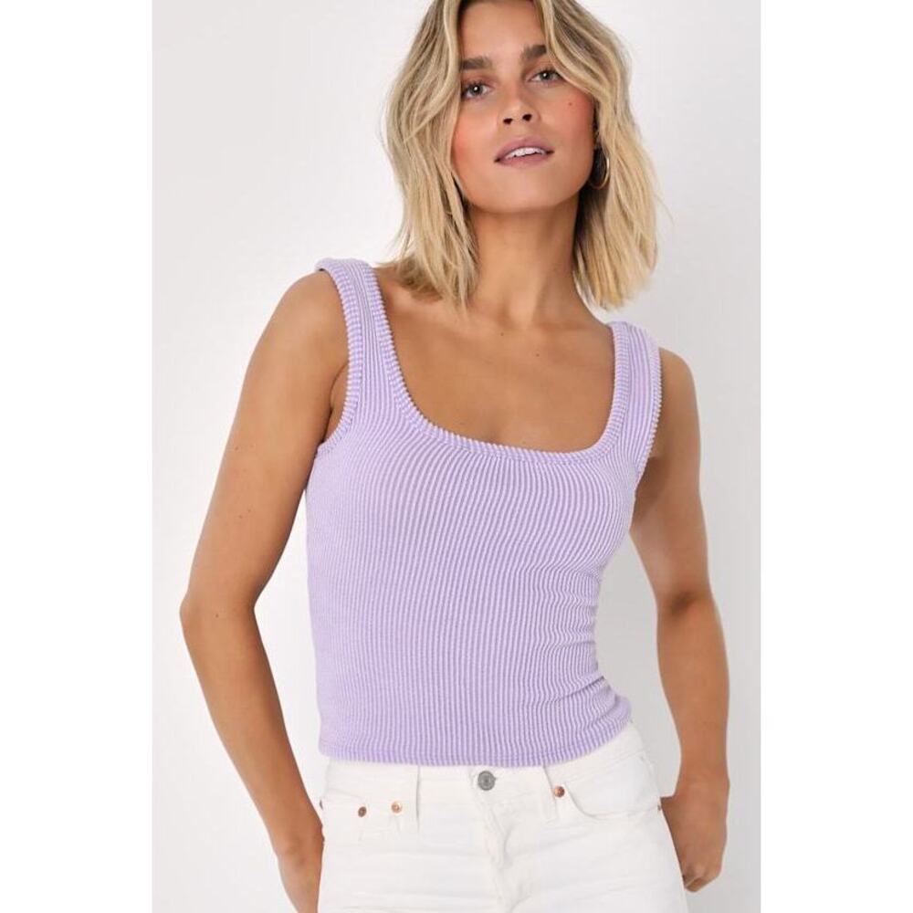 Lulu's Lilac Ribbed Scoop Neck Tank Top
